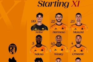 罗马客战比萨首发：新援埃文-弗格森出战，马努-科内、沙拉维在列