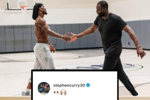 追梦和巴特勒训练后喊话：勇士这赛季会拿下冠军！库里：👀🙌