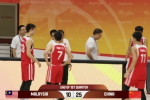 攻防压制！中国男篮U16首节25-10领先马来西亚 张子一独得7分7板