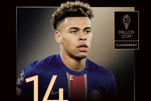 61场16球16助，2025年金球奖第14名：20岁小将杜埃，生涯首次入围