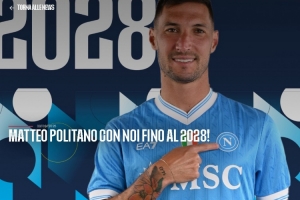 身价1000万欧！官方：那不勒斯与32岁前锋波利塔诺续约至2028年