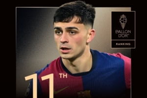 2025年金球奖第11名：22岁巴萨中场佩德里，生涯第二次提名